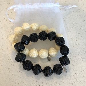 2 Tarina Tarantino carved rose bracelets